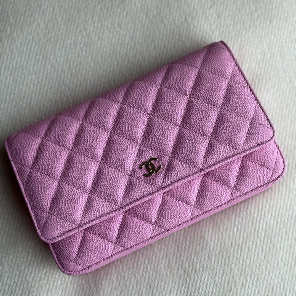 Chanel Pink Wallet on Chain WOC Caviar